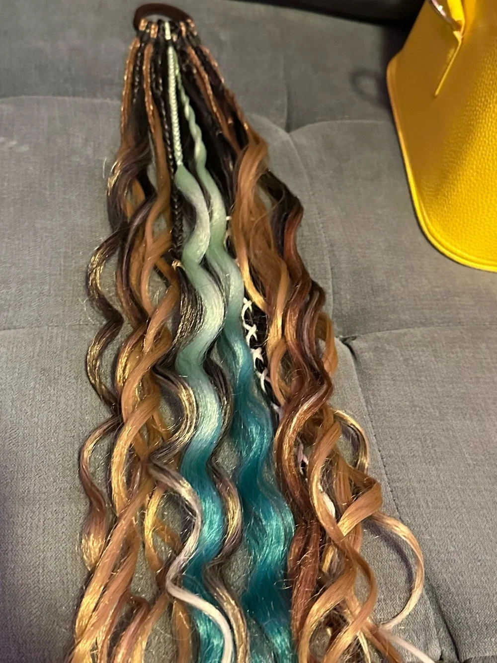 Boho Multi-Color Women's Hair Extensions with Teal & Golden Brown Accents